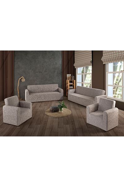 uzhanem Σετ κάλυμμα καναπέ Flexible Jacquard 3+3+1+1 Βαμβακερό - Stretch Elastic
