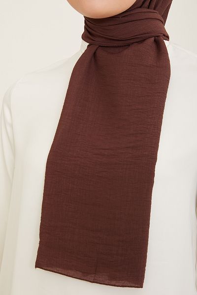 FRESCO SCARFS Woody Armine Trend Βαμβακερό Απλό Σάλι Γυναικείο Hijab - ΚΑΦΕ