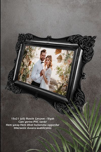 Bytwo 5 pieces - 15x21 (a5) Frame - Rustic Frame - Decorative Black Frame - Injection Frame