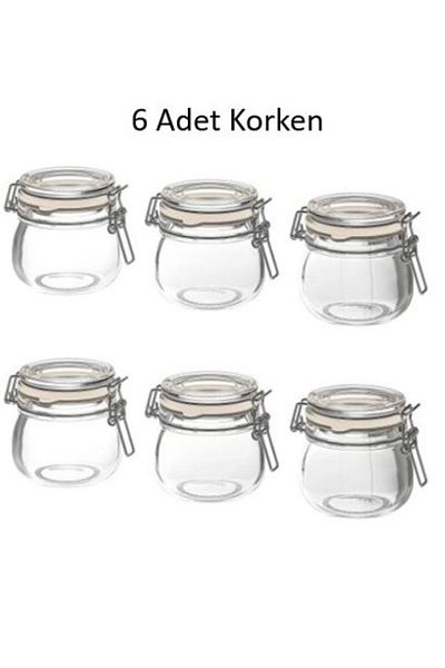 HOLLYHOME Korken 6-Piece Vacuum Lid Simple Jam Mini Glass Jar 6x13 Cl