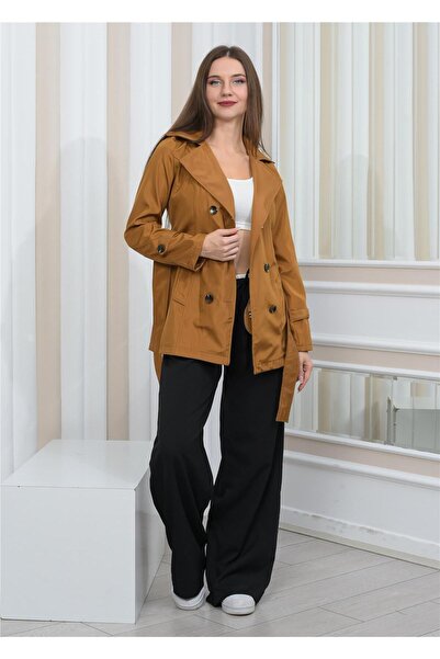 Nuseel Дамско късо палто от новия сезон, цвят камел