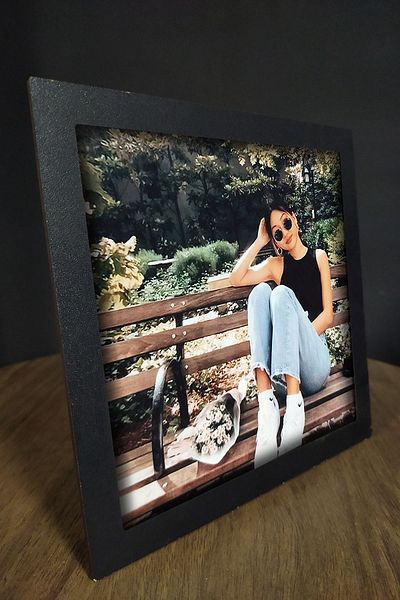Bytwo 15x15 Square Black Thin Wooden Frame with Back