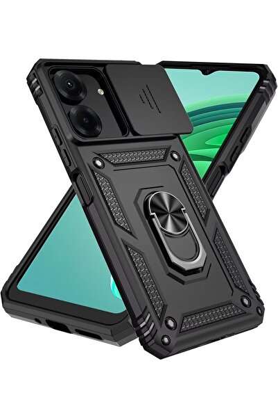 Rivor Xiaomi Redmi 13C&Poco C65 Kılıf Kamera Sürgülü Yüzüklü Standlı Darbe Em...
