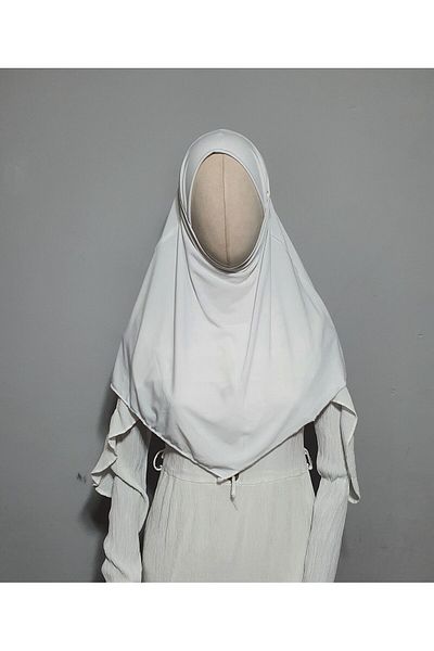 AHRAR tesettür Practical Chest Children's White Souffle Khimar