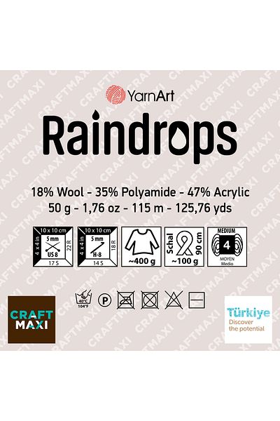 Yarnart RAINDROPS - FIRE DE TRICOTAT DE MÂNĂ MARBLED EBRULI-2903