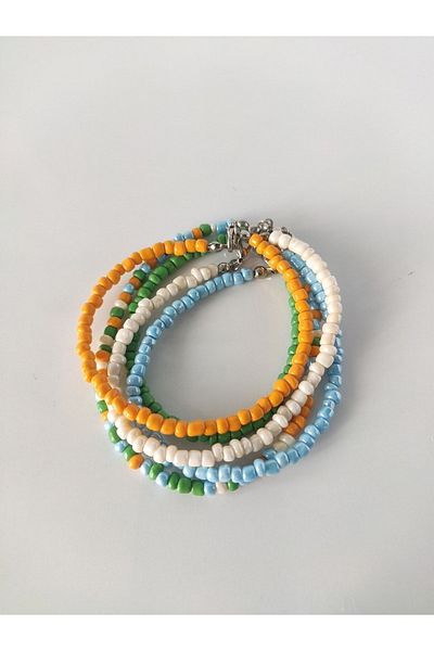 HANIMKIZ Sand Bead Bracelet 5-Piece Bead Bracelet Set WITH CLIP