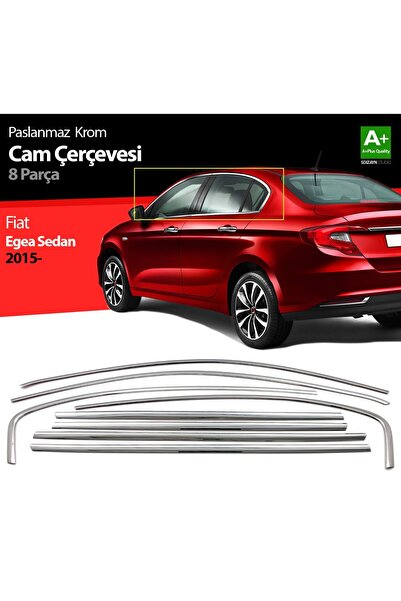 S Dizayn S-Dizayn Fiat Egea SD Krom Cam Çerçevesi 8 Prç. 2015 Üzeri (Mat Krom...