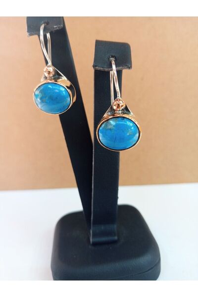 Erkbay Turkuaz Taşlı El Yapımı Gümüş Küpe