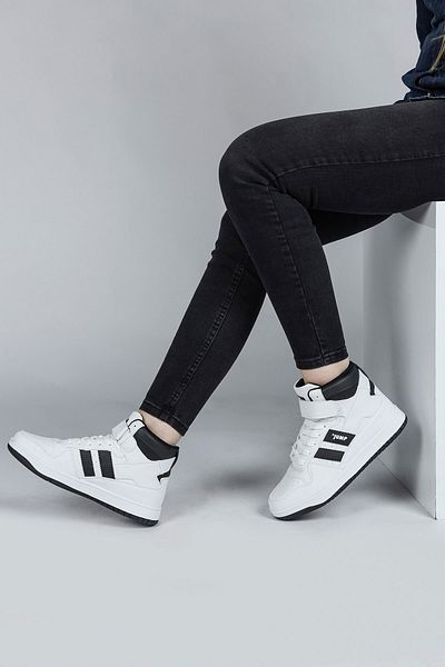 Jump 28708 High Top White - Black Women's Sneaker Casual Sneakers