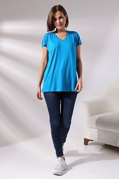 Endies Μοντέλο κοντομάνικο μπλουζάκι με λαιμόκοψη V 19410 - SAKS