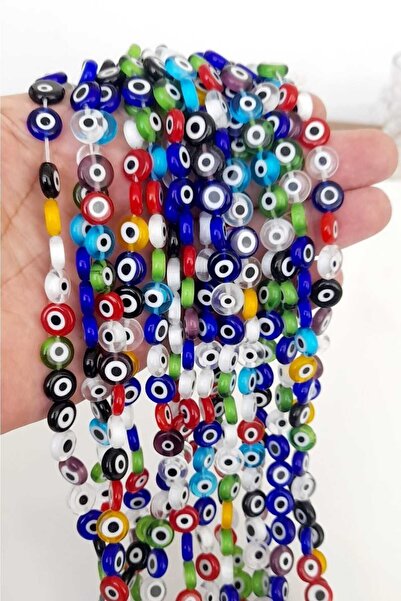 ella'nın çarşısı Șir de mărgele din sticlă plată de 10 mm, în culori mixte, ș...