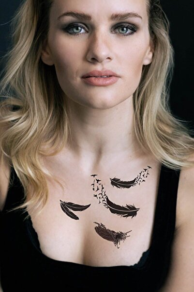 BP Tattoo Gerçekçi Kuş Tüyü Geçici Dövme Unisex Tattoo