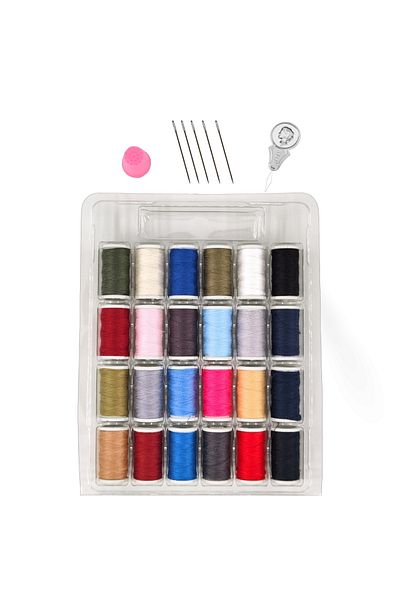 Ceysa Store Sewing Embroidery Kit, 24 Pieces Sewing Thread Set, 5 Pieces Sewing Needle, Thread Threader, Thimble, Thread Set