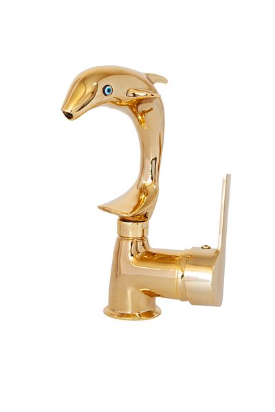 ema Dolphin Head Gold Sink Kitchen Faucet
