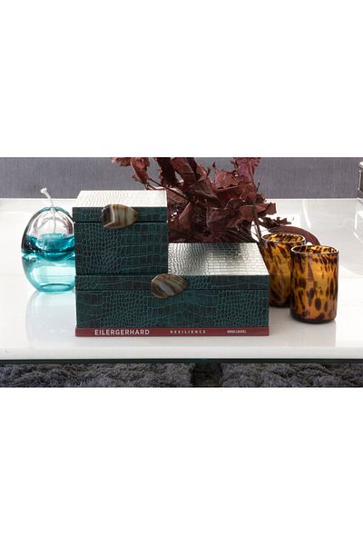 MOENAStudio Moena Studio Decorative Crocodile Pattern Large Size Green Color Faux Leather Box
