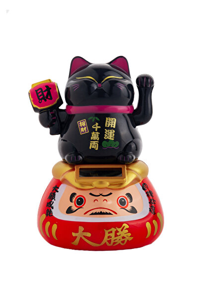 LUCKY CAT Sallanan Pati Güneş Enerjili - Maskeli Samuray 11cm X 9.6cm X 15cm