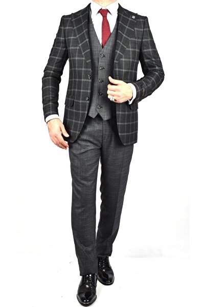 Carutte Crt562 2023-ekose Kombin Slimfit Takım Elbise /gri/48 Beden - 6 Drop