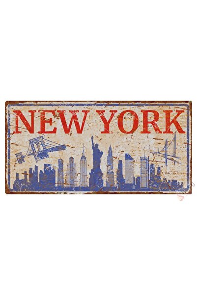 Hayg Equipment New York Silüetli Pas Görünümlü Dekoratif Duvar Tabelası - Öze...