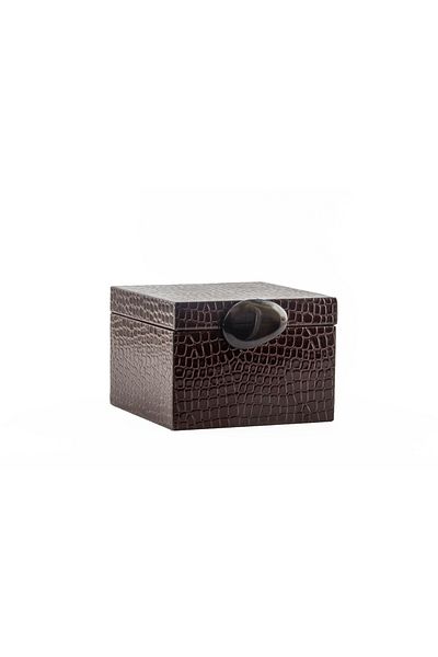 MOENAStudio Moena Studio Decorative Crocodile Patterned Small Size Brown Faux Leather Box