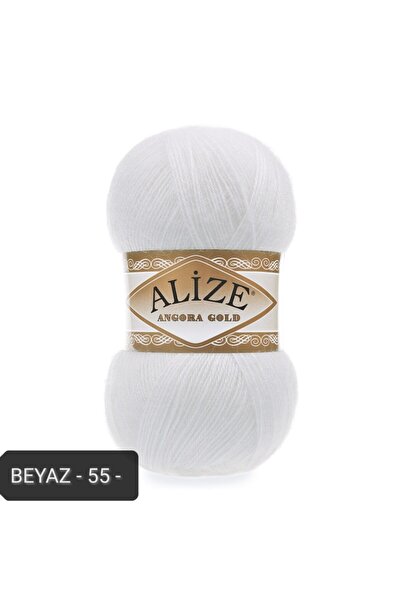 Alize Angora Gold 100 gr Yünlü El Örgü Ipi Renk Kodu:beyaz-55-yünlü Örgü Ipi