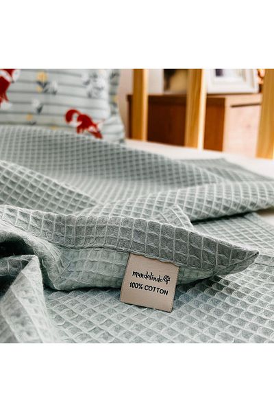 MundoLindo Waffle Patterned Mint Single Pique - 100% Cotton