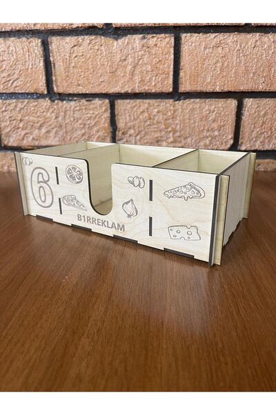 Bir Reklam Cafe Restaurant Wooden Napkin Holder with Logo