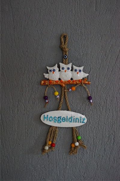 kukohomes Στολίδι πόρτας λευκής κουκουβάγιας, διακοσμητικό στολίδι, καλωσορίσματος