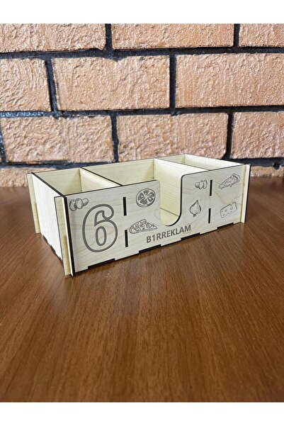 Bir Reklam Cafe Restaurant Wooden Napkin Holder with Logo