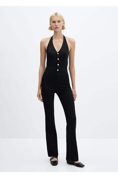 MANGO Woman Ολόσωμο τζιν με γιακά Halter