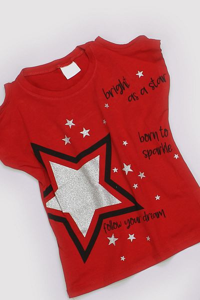 Peki Buy 5 Pay 4 Summer Girl's Jersey 100% Cotton Glittery Yildiz Printed Body & Leggings 2 Piece Set 13631
