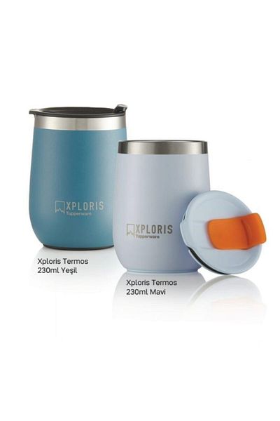 Tupperware Xploris Thermos Green 230 ml Blue 230 ml Set of 2 Tupperware Thermos XPLORIS