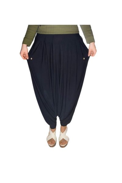 ÖZÖZKANLAR Women's Navy Blue Pocket Sandy Hoby Shalwar