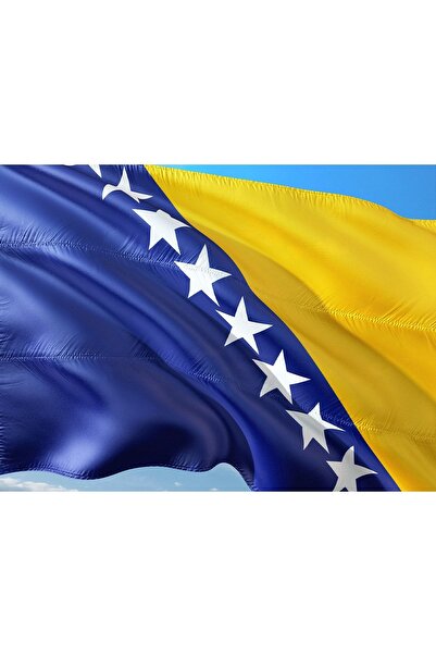 ZC Bayrak Bosna Hersek Milli Gönder Bayrağı 100x150 Cm Raşel Dijital Baskı