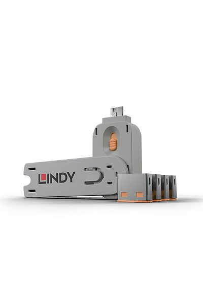 LİNDY Usb A Type 4 Pcs Port Lock And 1 Pcs Switch, Orange Color
USB Type A Port Blocker Key - Pack Of 4