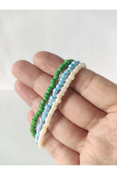 HANIMKIZ Sand Bead Bracelet 3-Piece Bead Bracelet Set