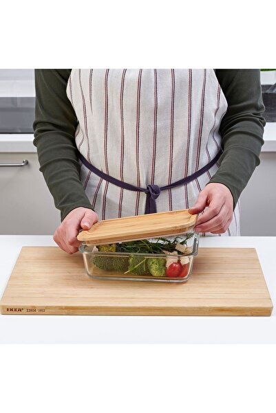 IKEA Bambu Kapaklı Saklama Kabı Cam 1 Lt 21x15x7 Cm Vakumlu Dikdörtgen
