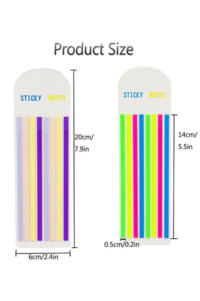 EZOSHOP Transparent Colored Sticky Notes - Long Strip Adhesive Label 1