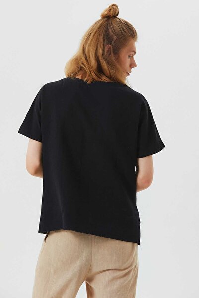 Clandestino Ανδρικό πουκάμισο με κοντό μανίκι με λαιμόκοψη μαύρο