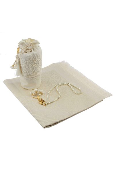 ENSARHAC-UMRE MALZEMELERİ Guipure Pouch Prayer Rug and Rosary Set