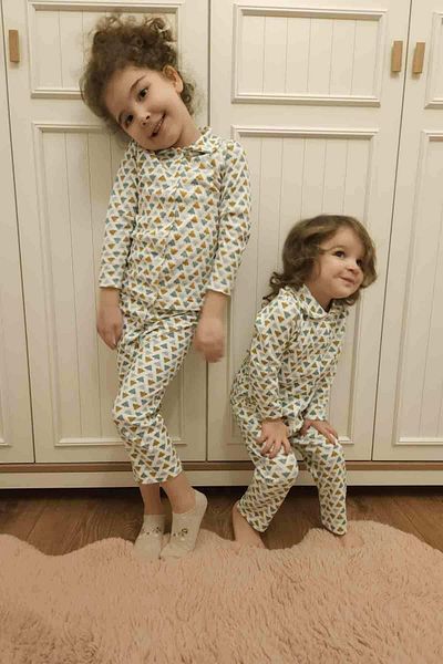Peki Children's Buy 5 Pay 4 Baby Soft Breathable Cotton Pine Tree Pattern Front Fence Pajamas Set 15183