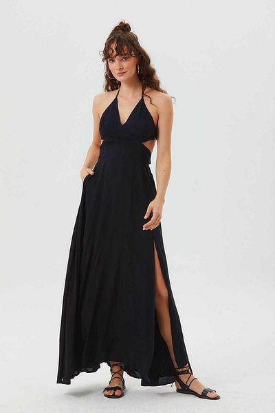 Clandestino Bohemian Maxi Dress with Deep Slit