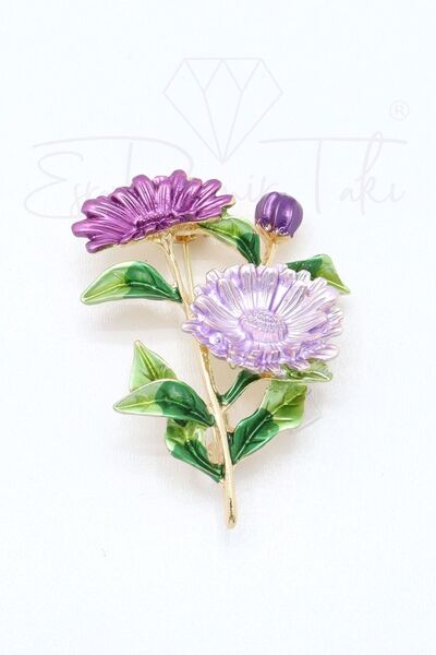 Esra Pamir Lila Çiçek Kolye Ucu Ve Broş