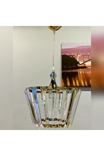 Titan Altın Kristal Aydınlatma Modern Sarkıt Avize Hol Antre Gold Armut Krist...