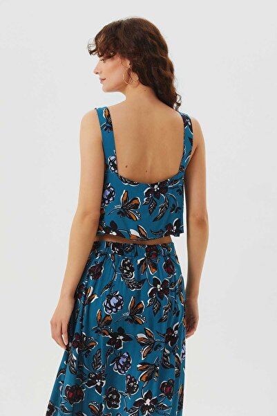 Clandestino Bluză crop cu guler pătrat cu bretele groase