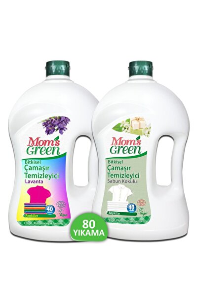 Mom's Green 2'li Set Mom's Green  Bitkisel Çamaşır Temizleyici RENKLİLER 40 Yıkama + BEYAZLAR İÇİN 40 Yıkama