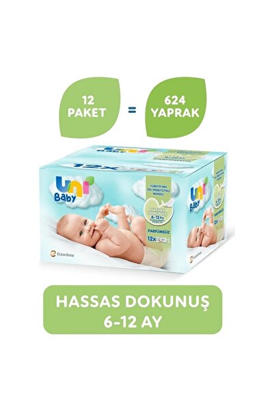 Uni Baby Hassas Dokunuş Islak Mendil 12x52 Adet