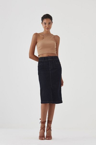 Pantamo Jeans Pantamo Dark Blue Midi Femei Denim Skirt