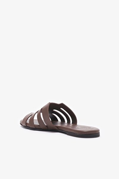 Louis Cardy Cayla Brown Genuine Leather Women's Slippers