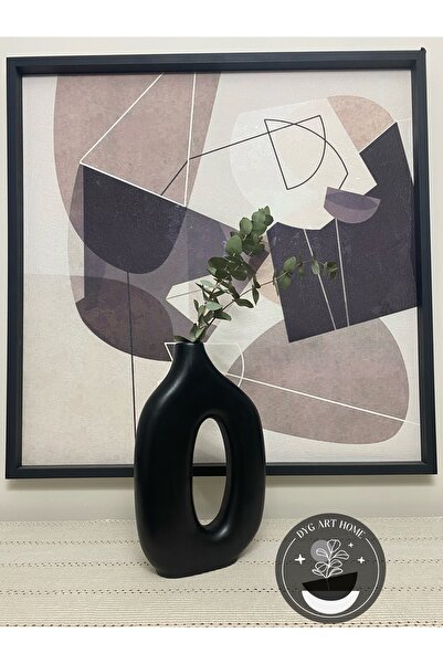 DygArtHome مزهرية سيراميك سوداء - 30 سم