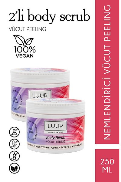 LUUR COSMETICS & MORE عبوتان من مقشر الجسم المرطب والتنقية والتجديد 250 مل